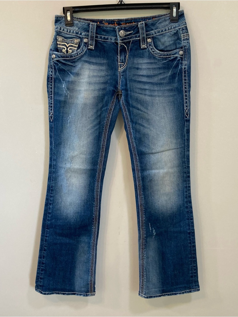 Y2K Rock Revival Mandy Bootcut Denim Jeans Sz 27 Womens Inseam 30 Inch